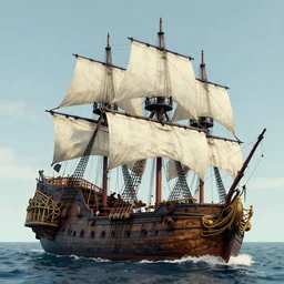 1 9 9 0 s cgi rendering of a pirate ship, high quality, high resolution