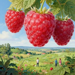 a beautiful landscape of big oversized overgrown raspberries painted by tom bagshaw, raphael lacoste, eddie mendoza, alex ross concept art matte painting