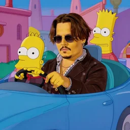 film still of!!!! johnny depp!!!! as auto in the simpsons animated movie