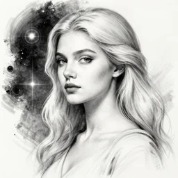 a sketch, ultra detailed, mystical travel, magic, universe, beautiful woman, similar to alexandra daddario, surreal city, in style of jean - michel basquiat, trending on artstation