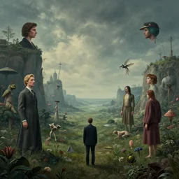 a strange, fantastical dreamscape, in the style of jakub gazmercik, max masnyy, jakub gazmercik, beeple, patrick faulwetter, heavenlydaemonic, and mc escher, surrealism, film still from the movie directed by denis villeneuve