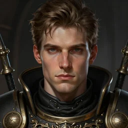 close - up portrait of a handsome fair - haired prince in warhammer 4 0 k, very coherent symmetrical artwork, dark colors, intricate, highly detailed, digital painting, trending on artstation, concept art, slightly smooth, sharp focus, darker colors, rpg rulebook illustration, art by raymond swanland and greg rutkowski