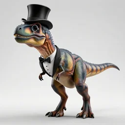 a highly detailed and high quality image of a velociraptor wearing a tuxedo and a top hat and monocle