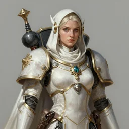 Angela Rayner as a Warhammer 40k Battle Sister, portrait, fantasy, intricate, elegant, highly detailed, digital painting, artstation, concept art, smooth, sharp focus, illustration, art by artgerm and greg rutkowski and alphonse mucha