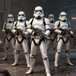 clone troopers fighting with the droid army, star wars, digital art, realistic, detailed, artstation
