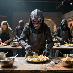 Klingons cooking in a baking competition, still from The Great British Baking Show