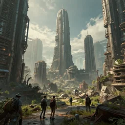 hidden mega city discovered by travelers, realism, 4 k, dystopia