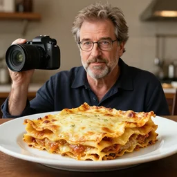anthropomorphic lasagna that looks like guy fieri, dslr photo, by steven spielberg