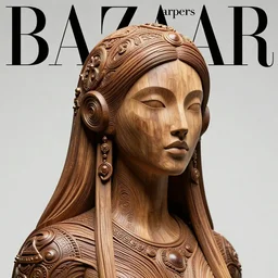 sculpture made of wood, portrait, female, future, shaman, harper's bazaar, vogue, magazine, intricate, concept art, close up, ornate, luxury, elite, elegant, trending on artstation, by ruan jia, by Kenneth Willardt, by ross tran, by WLOP, by Andrei Riabovitchev,