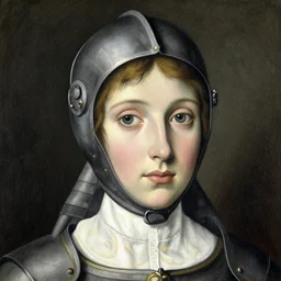 beautiful face jeanne d'arc in the style of william blake, terese nielsen, isolde