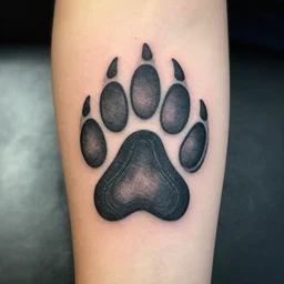 tattoo of a wolf pawprint with tribal border