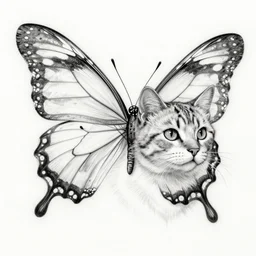 Cat line drawn with butterfly wings, hyperdetailed, artstation, cgsociety, 8k