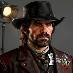 arthrur morgan from the game red dead redmption 2,GTA V cover art by stephen bliss,photorealiatic,hyperdetailed,hyperrealistic,studio lighting,studio photography,professional photography,professional lighting,detailed face,3 point lighting,4k,digital art,ultra realistic,ultra detailed,art by greg rutkowski,dramatic
