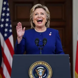 Hillary Clinton cackling maniacally as she is sworn in at the presidential inauguration ceremony