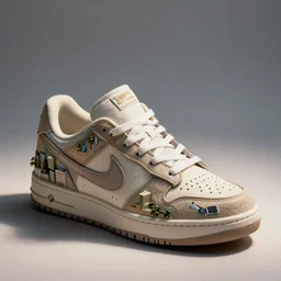 a miniature city built into a sneaker, digital art