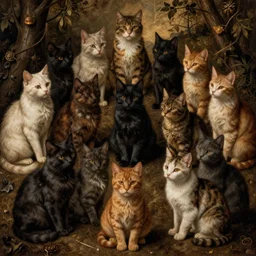 hieronymus bosch, cats, thousand cats, 4k