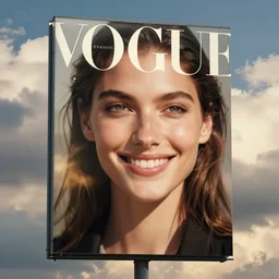 sci - fi, morning, smiling fashion model face sun craigslist ads, cinematic, clouds, sun rays, vogue cover style
