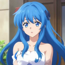 Sakimichan anime portrait of a woman with long blue hair, trending on ArtStation