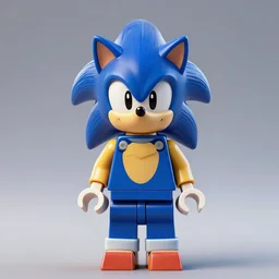 sonic the hedgehog as a lego minifigure, high quality digital photography