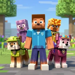 minecraft mobs as characters on paw patrol
