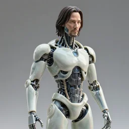 complex 3d render ultra detailed of a beautiful porcelain keanu reeves, biomechanical cyborg, analog, 150 mm lens, beautiful natural soft rim light, silver white details, art nouveau fashion embroidered, steampunk, intricate details, mesh wire, anatomical, facial muscles, cable wires, microchip, elegant, hyper realistic, ultra detailed, octane render, volumetric lighting, 8k post-production
