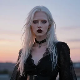 photographic portrait of a stunningly beautiful albino gothic female in soft dreamy light at sunset, contemporary fashion shoot, by edward robert hughes, annie leibovitz and steve mccurry, david lazar, jimmy nelsson, breathtaking, 8 k resolution, extremely detailed, beautiful, establishing shot, artistic, hyperrealistic, beautiful face, octane render