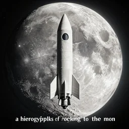“a hieroglyphs of rocket flying to the moon”