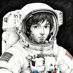 portrait of astronaut from the void, pen and ink, intricate line drawings, by craig mullins, ruan jia, kentaro miura, greg rutkowski