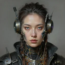 portrait of biopunk woman. intricate detail, high quality, digital painting, hyperrealistic, by gaston bussiere, j. c. leyendecker, craig mullins