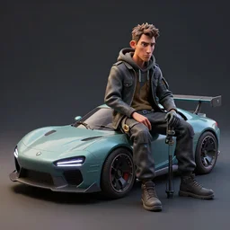 Clothed,worksafe.at CGSociety by WLOP,ilya kuvshinov,krenz cushart,Greg Rutkowski,trending on artstation.Zbrush sculpt colored,Octane render in Maya,Houdini VFX.Synthwave car.Cinematic dramatic atmosphere,sharp focus,soft volumetric studio lighting.