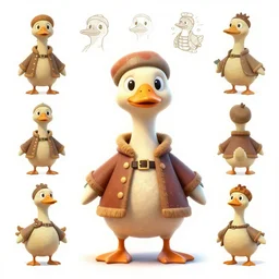 character 3 d concept art page of a cute wacky humanoid goose with a coat as an enemy in spyro the dragon video game concept art, spyro trilogy remaster concept art, playstation 1 era graphics, activision blizzard style, 4 k resolution concept art