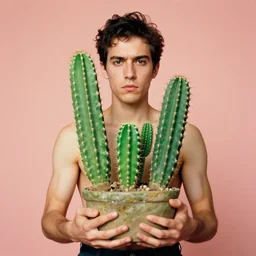 extremely detailed studio portrait of hands holding cactuses. surreal photograph, lo - fi, polished look, solid background, silly and serious, hermes ad, fashion photography, toiletpaper magazine by pierpaolo ferrari and maurizio cattelan, 3 5 mm photograph, colourful, david lachapelle, canon eos c 3 0 0, 8 k, medium - format print