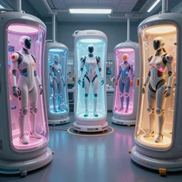 medical, diverse healing cybersuits, healing pods, macro, wide wide angle, vivid, elaborate, highly detailed, beautiful lighting