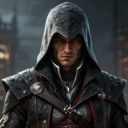 a digital art close up portrait of jake jillenhol as hooded victorian assassin in london concept art from assassin's creed, handsome young man assassins creed character sheet, 4 k, ultra detail, volumetric lighting, unreal engine, octane render