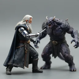 gandalf with cybernetic robotic arm battling a balrog 3 5 mm photograph