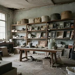 A showcase in an ((abandoned)) store