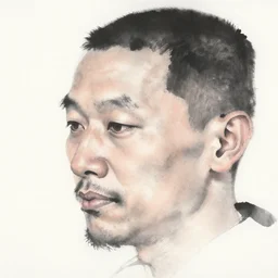 chinese ink painting of a cross section head