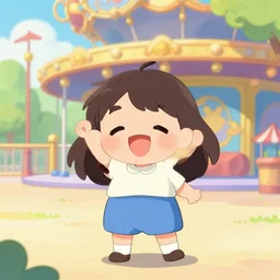 cute joyful girl in the theme park, art by sosuke morimoto and yuqi wang,