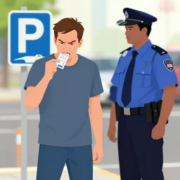 an angry man eating a parking ticket stood next to a traffic warden - n 4