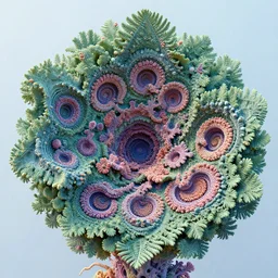 ridiculously beautiful full color space plant, layers of intricate swirling fractals of 3 d coral and fern skin, blooming, portals into dimensions, coral, birds, symmetrical, in the style of ernst haeckel, effervescent, sacred geometry, surrealism, realistic, epic and cinematic, 3 d, clear, sharp,