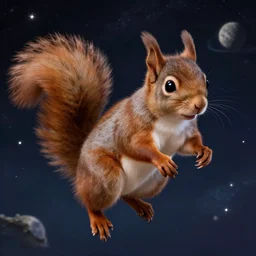 beautiful seductive squirrel floating in space, highly detailed, portrait, Charlie Bowater character art,