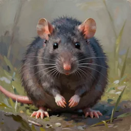 a giant sewer rat, impressionist painting, digital painting, artstation, centered