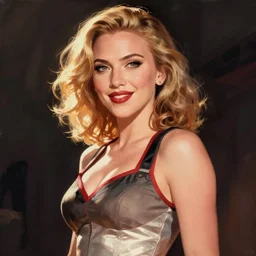 attractive Scarlett Johansson as Harley Queen, hourglass slim figure, full body shot close up, seductive smile, details, sharp focus, illustration, by Jordan Grimmer and greg rutkowski, Trending artstation, pixiv, digital Art