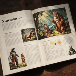 zoomed - in page scan of fantasy characters & monsters encyclopedia, diagrams, insanely detailed, informative texts and graphs