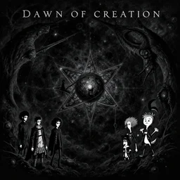 dawn of creation ; first atom ; beings of darkness ; ethereal plane. extremely dark image. complete blackness. illustrated by maurice sendak and stephen gammell and junji ito and dr seuss and tsutomu nihei