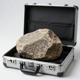 a rock in a briefcase