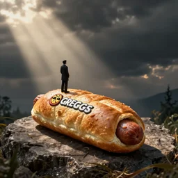 ceaseless watcher, turn your gaze upon this wretched greggs sausage roll, horror, photograph