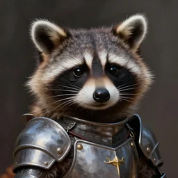 a cute raccoon dressed as a knight, cute face, digital painting by Mark Ryden, cute and lovely, high detail,