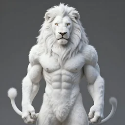 aesthetic portrait commission of a of a male fully furry muscular anthro albino lion with a tail and a beautiful attractive hyperdetailed face wearing stylish and creative white from the 1 7 0 0's made out of silk and leather in a beutiful forest next to a lake at golden hour during a sun shower. character design by gerhartz, daniel f., detailed, inked, western comic book art, award winning film poster painting