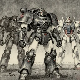 samurai mech in the style of Utagawa Kuniyoshi, classical japanese art, sci-fi illustrations, mechwarrior, battletech, gundam, highly detailed, award-winning, patriotic, japanese, dark, gritty, ink